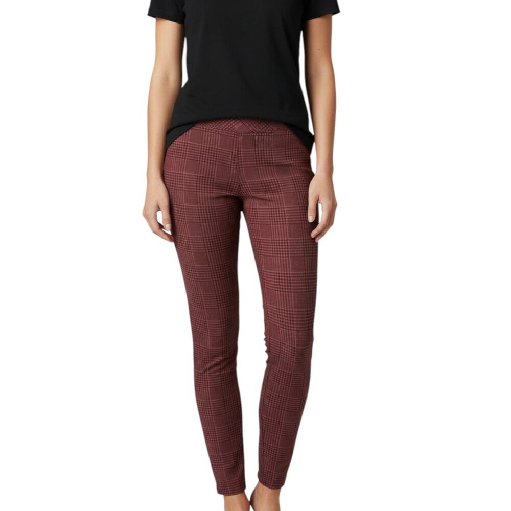 Torrid Ankle Pants Womens 00 (10) Red Black Plaid Houndstooth Stretch Career